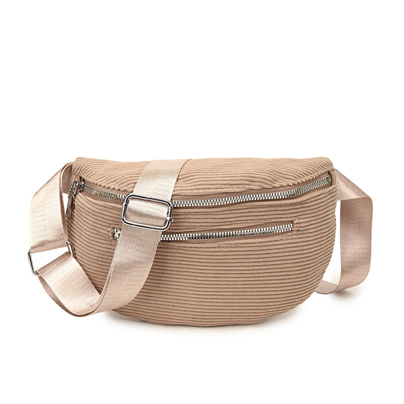 Corduroy női crossbody táska, ősz 2025, városi egyszerű stílus, cipzárral és belső zsebekkel