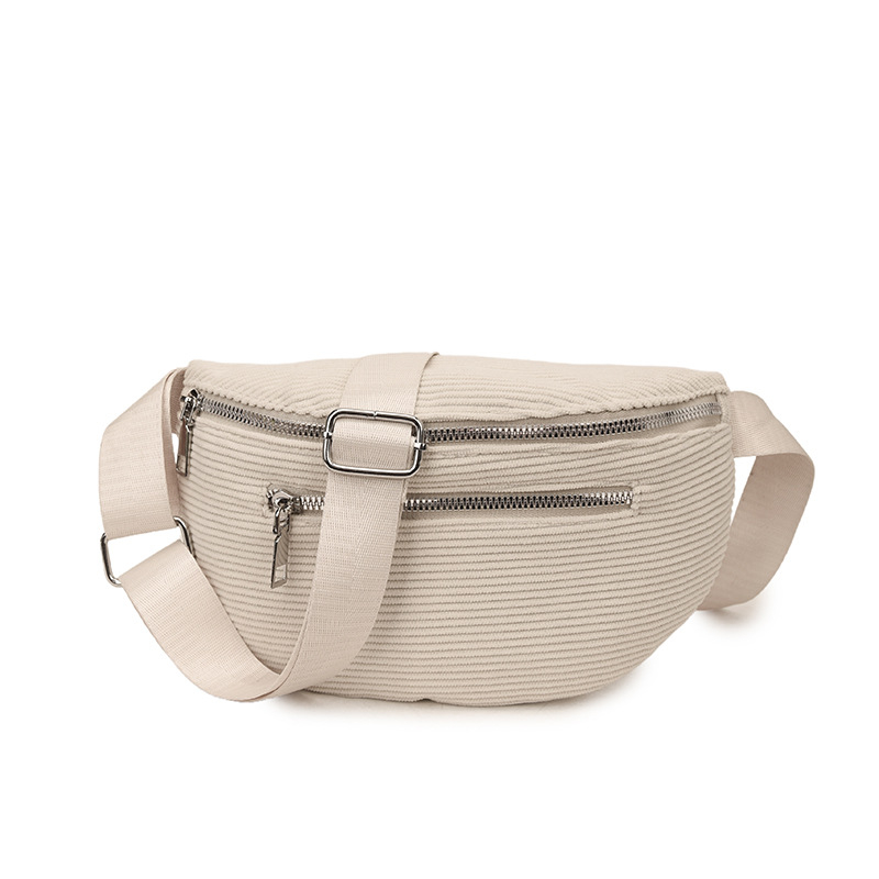 Corduroy női crossbody táska, ősz 2025, városi egyszerű stílus, cipzárral és belső zsebekkel