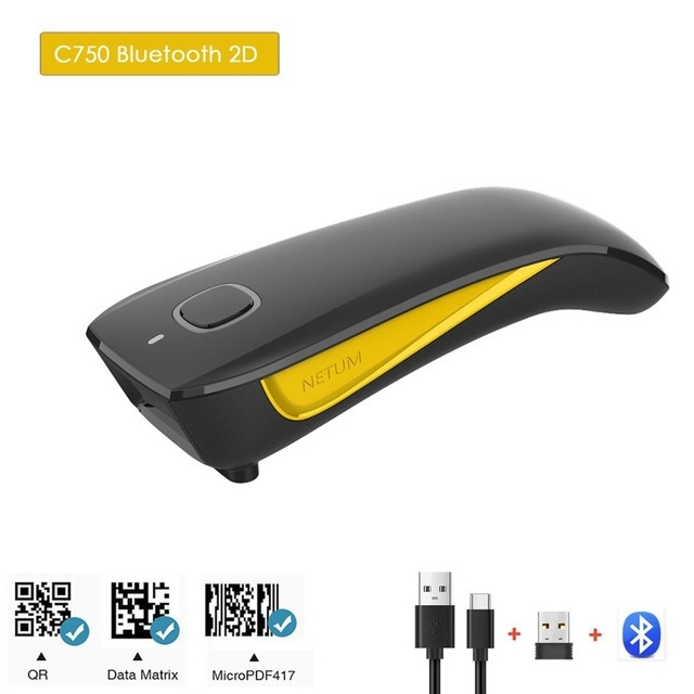 NETUM C750 Bluetooth φορητός 2D σαρωτής γραμμωτών κωδικών με υποστήριξη QR