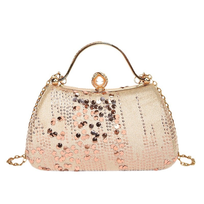 Modna večernja clutch torbica s bisernim narukvicom, kutijastog oblika, elegantan dizajn