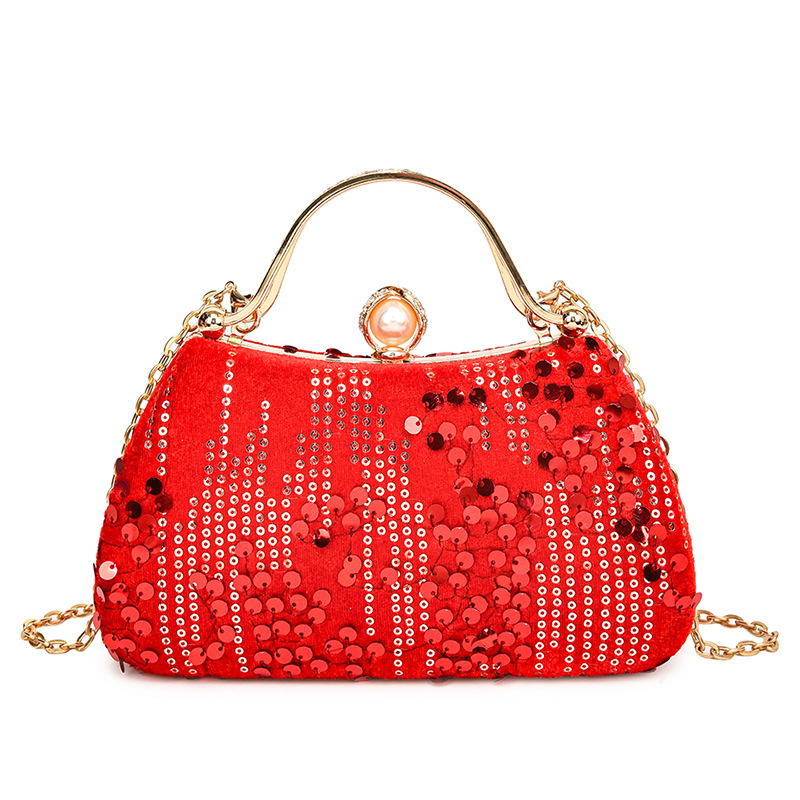 Modna večernja clutch torbica s bisernim narukvicom, kutijastog oblika, elegantan dizajn