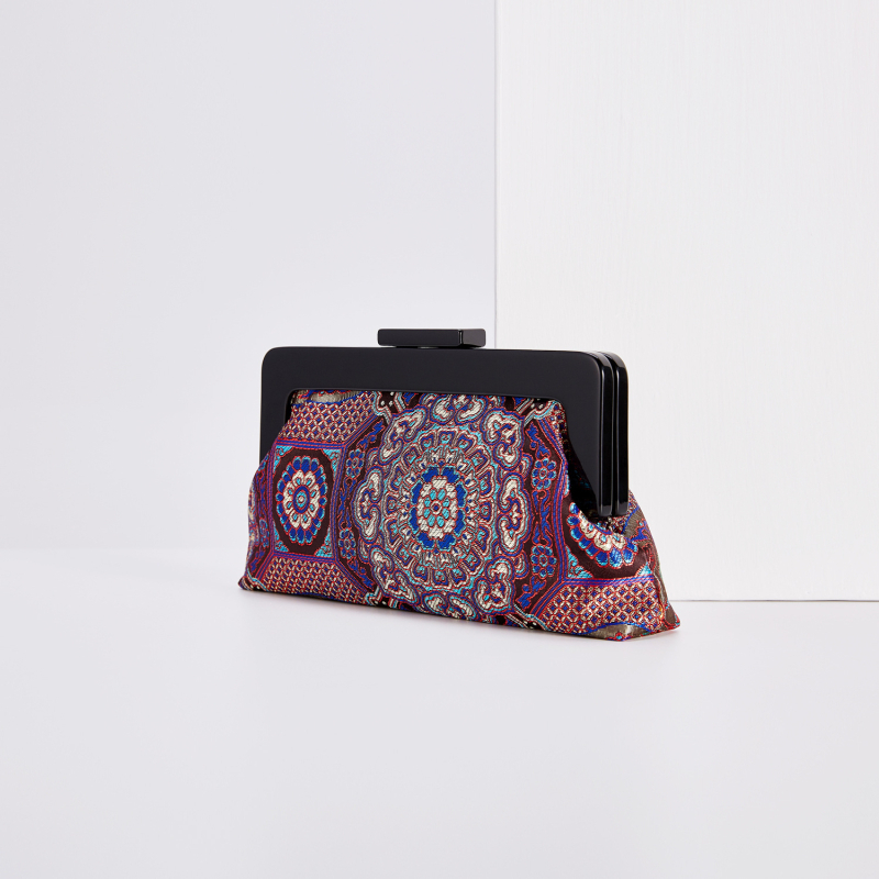 Τσάντα σε κινεζικό εθνικό στυλ με jacquard brocade ύφασμα, μικρή τετράγωνη βραδινή τσάντα-ώμου