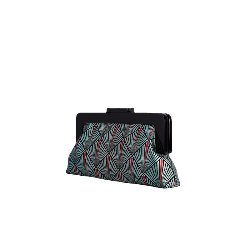 Τσάντα σε κινεζικό εθνικό στυλ με jacquard brocade ύφασμα, μικρή τετράγωνη βραδινή τσάντα-ώμου