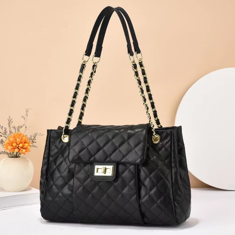 Ženska PU kožna torbica s lančanim remenom i dijamantnim šivanjem, svestrana za rame, crossbody ili nošenje u ruci