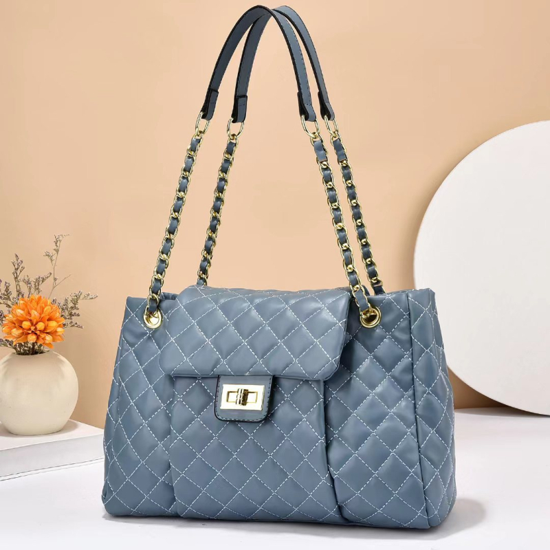 Ženska PU kožna torbica s lančanim remenom i dijamantnim šivanjem, svestrana za rame, crossbody ili nošenje u ruci