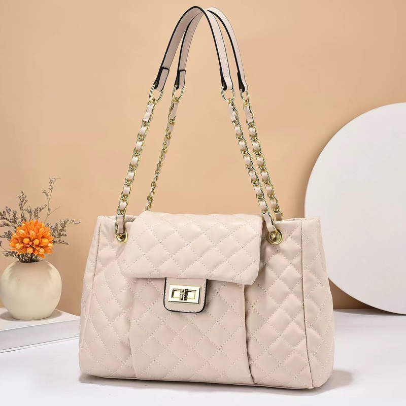 Ženska PU kožna torbica s lančanim remenom i dijamantnim šivanjem, svestrana za rame, crossbody ili nošenje u ruci
