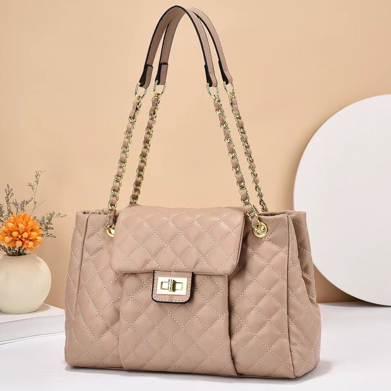 Ženska PU kožna torbica s lančanim remenom i dijamantnim šivanjem, svestrana za rame, crossbody ili nošenje u ruci