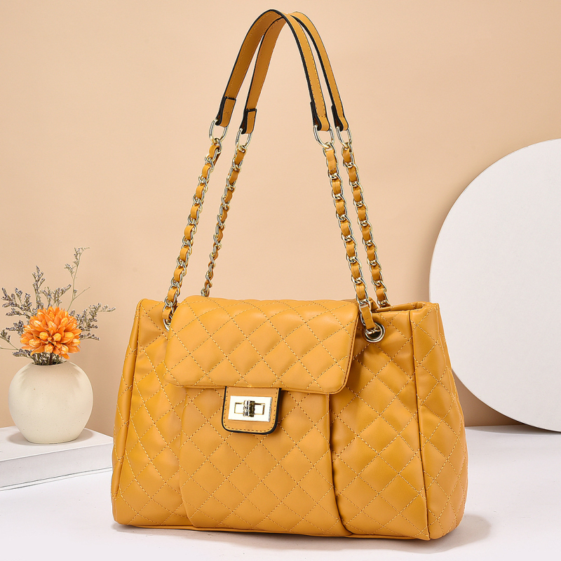 Ženska PU kožna torbica s lančanim remenom i dijamantnim šivanjem, svestrana za rame, crossbody ili nošenje u ruci