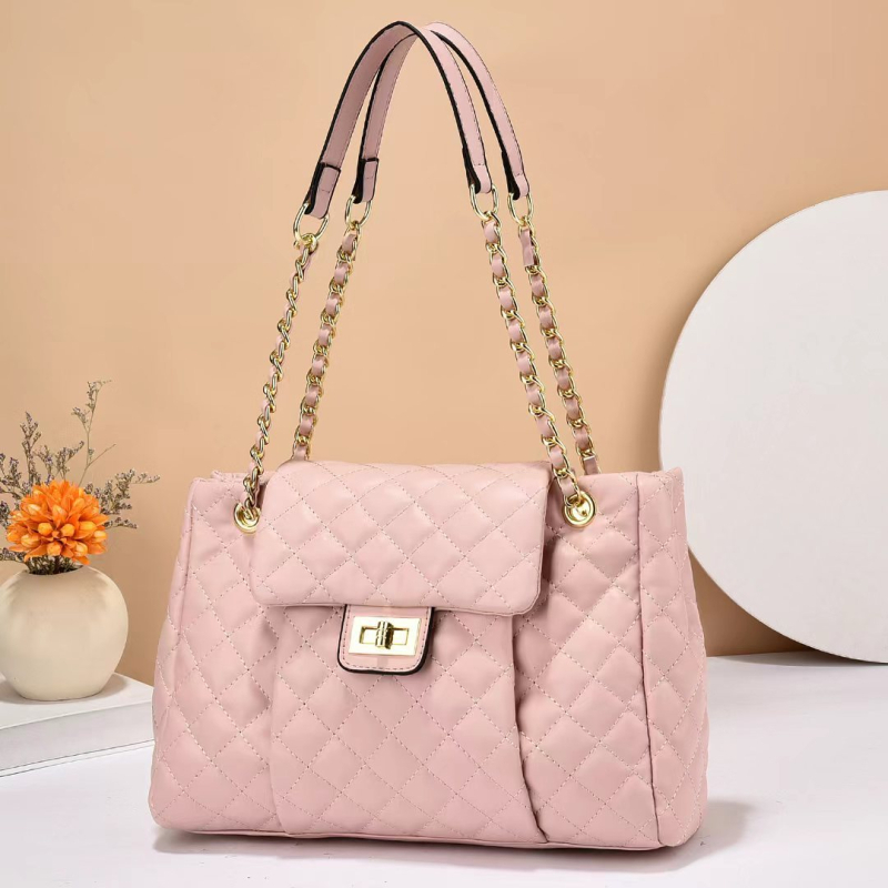 Ženska PU kožna torbica s lančanim remenom i dijamantnim šivanjem, svestrana za rame, crossbody ili nošenje u ruci
