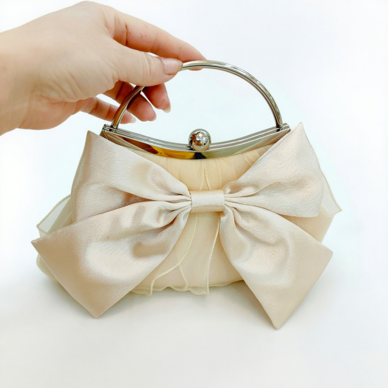 Svestrana ženska večernja torbica s plisiranom mašnicom i zatvaračem, crossbody/ručna torba za zabave
