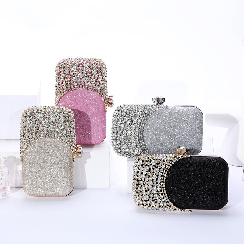 Dijamantima ukrašena ženska večernja torbica, ručna clutch za zabave i bankete, kozmetička torbica