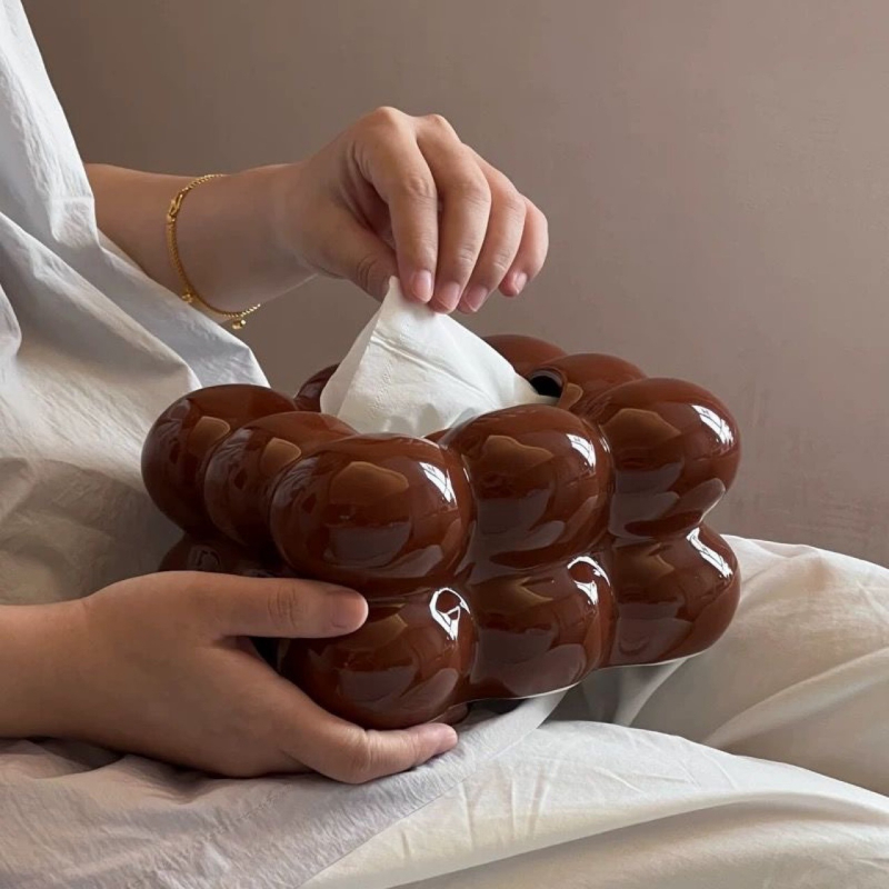 Nova keramička kutija za maramicu s marshmallow dizajnom za stol za blagovanje – diskretan luksuz kućni ukras za dnevni boravak