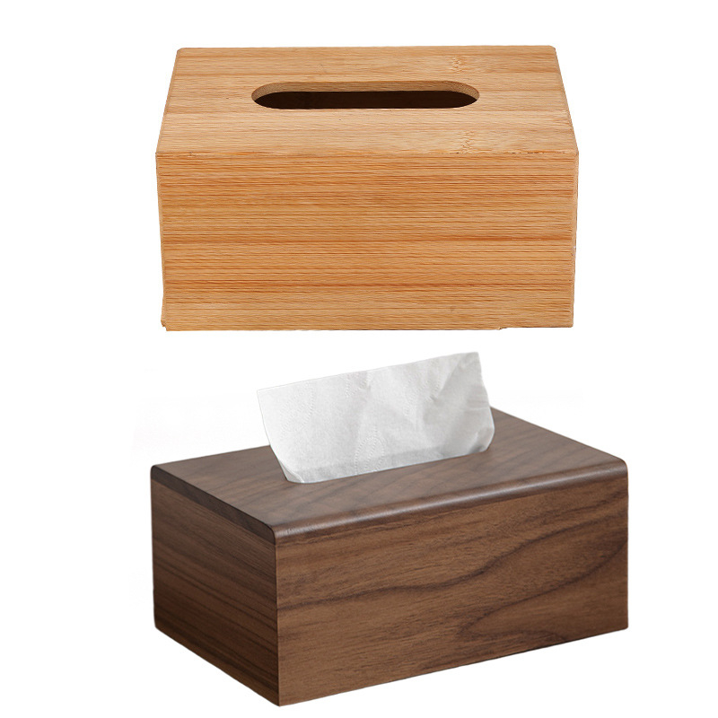 Cutie pentru șervețele din lemn de nuc, rezistentă la apă, lux și multifuncțională, cu capac glisant