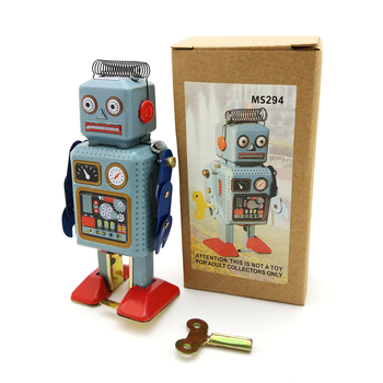 Ms294 Plechni robot-radnik figurica - retro nostalgična metalna dekorativna figura
