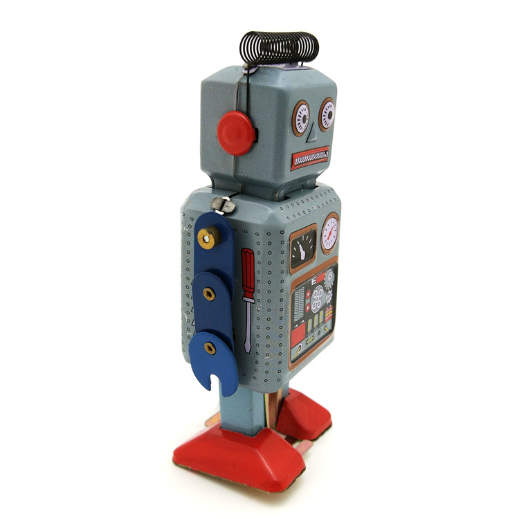 Ms294 Plechni robot-radnik figurica - retro nostalgična metalna dekorativna figura