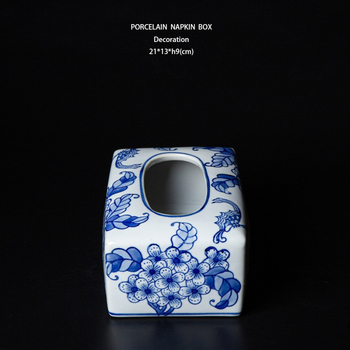 Nova kineska Grisaille plavo-bijela porcelanska kutija za maramice za dnevni boravak