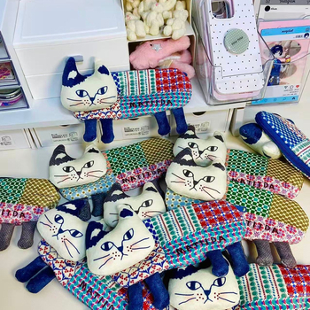 Penar pentru creioane cu pisică, în stil retro, unic pentru elevi, broderie 3D a pisicii