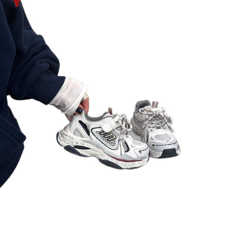 Dječje tenisice s mrežastim gornjim dijelom, lagane i prozračne, unisex, bijele, s Velcro zatvaračem, ljeto/proljet/jesen 2026