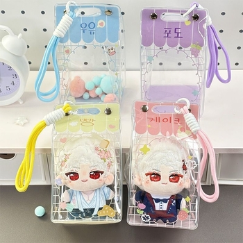 Berry Bear 3D сладка куклена чанта с форма на кутия за хляб, прозрачен PVC аксесоар за съхранение на кукли