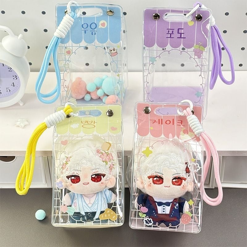 Berry Bear 3D сладка куклена чанта с форма на кутия за хляб, прозрачен PVC аксесоар за съхранение на кукли