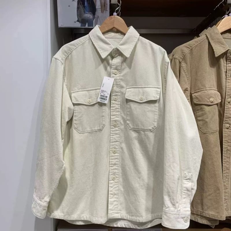 Βιντάζ corduroy εργατικό πουκάμισο-σακάκι με μακριά μανίκια, φθινοπωρινό-χειμερινό 2024, κωδικός 460689