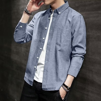 Muška košulja s dugim rukavima od Oxford tkanine, casual-business, slim fit, jednobojna, korejskog stila, velika veličina