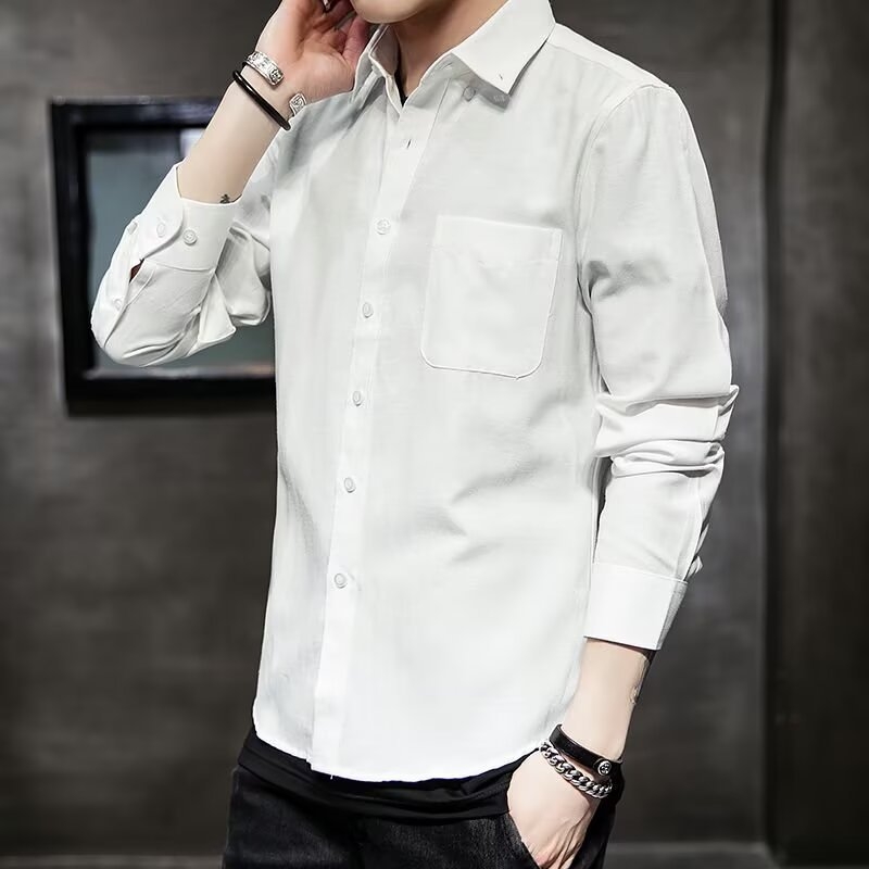 Muška košulja s dugim rukavima od Oxford tkanine, casual-business, slim fit, jednobojna, korejskog stila, velika veličina