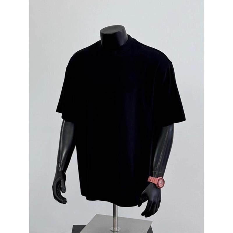 Masszív pamut fehér rövid ujjú férfi póló kerek nyakkal, mindennapi viselet