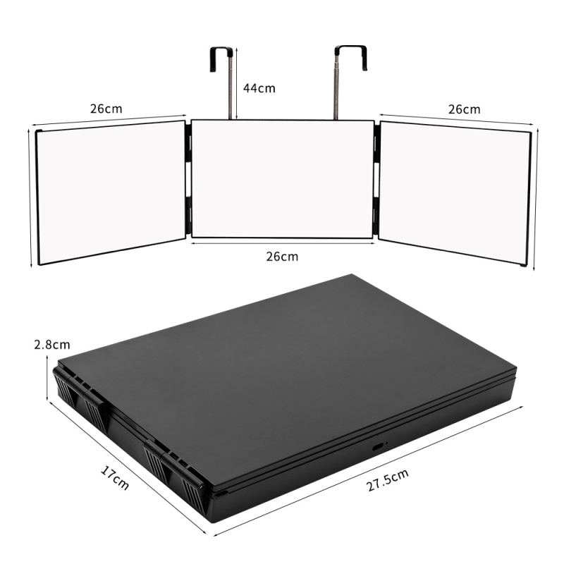 Kinyitható háromoldalú LED-es tükör, összecsukható sminktükör, minimalist Európa–Amerika stílusban