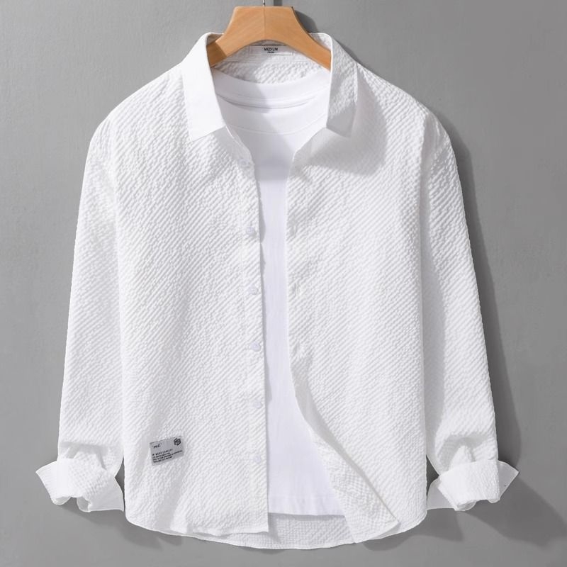 2026 muška košulja s dugim rukavima, jednobojna, casual stil, ležerni kroj