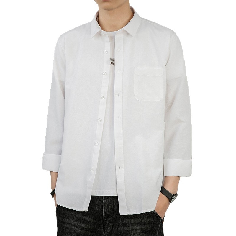 Férfi Oxford ing hosszú ujjú, Slim Fit, egyszínű, mindennapi viselet tavasz–ősz