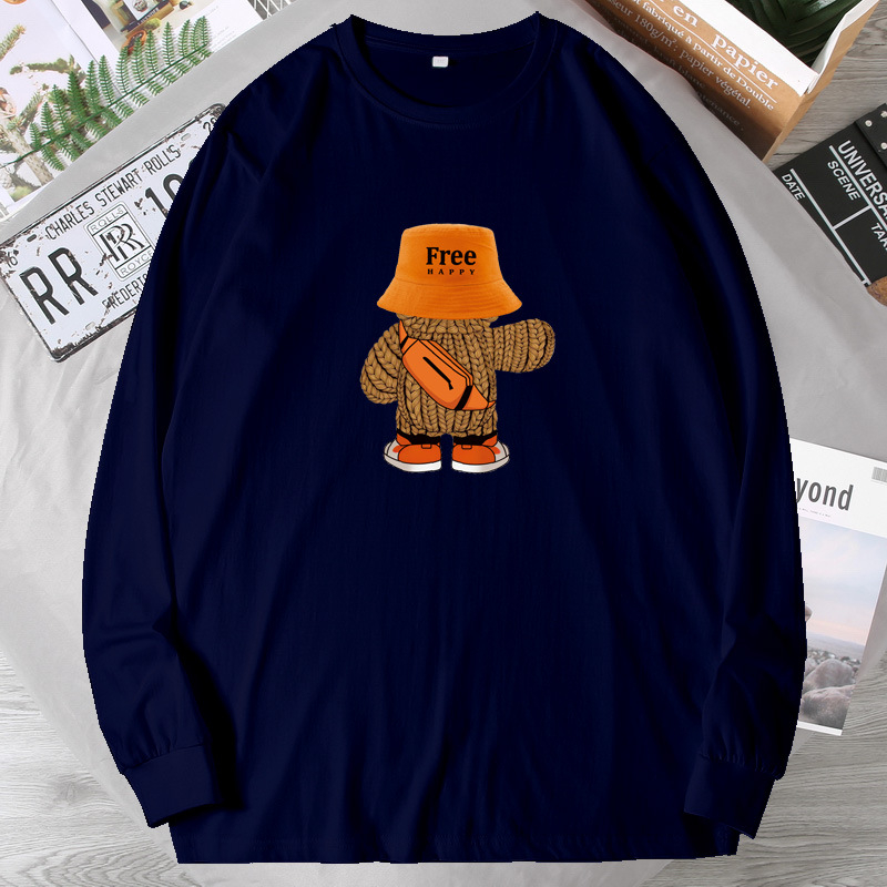 Muški T‑shirt s dugim rukavom i okruglim izrezom, ležernog jesenskog stila, plus veličina