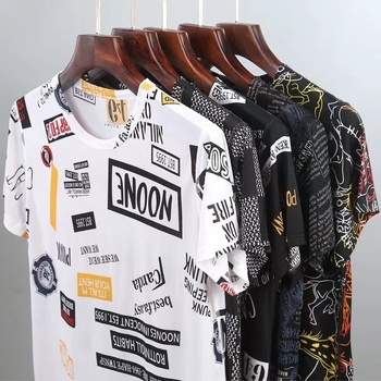 Prilagođeni ice silk muški kratki T-shirt, ljeto, opušten kroj, okrugli izrez, moderan visoko-kvalitetni stil