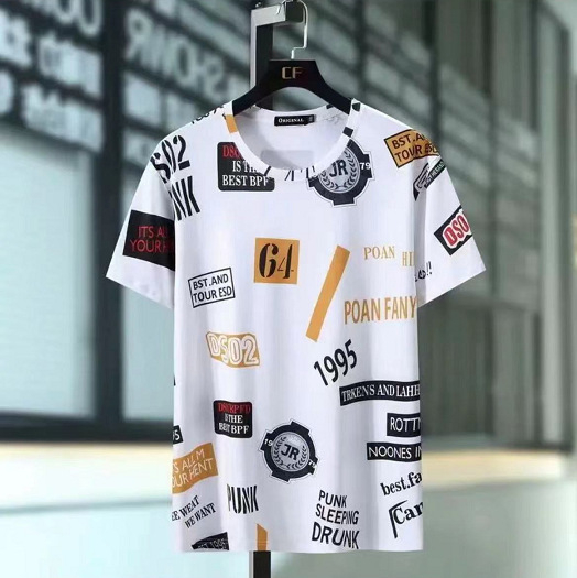 Prilagođeni ice silk muški kratki T-shirt, ljeto, opušten kroj, okrugli izrez, moderan visoko-kvalitetni stil