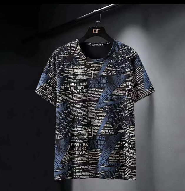 Prilagođeni ice silk muški kratki T-shirt, ljeto, opušten kroj, okrugli izrez, moderan visoko-kvalitetni stil
