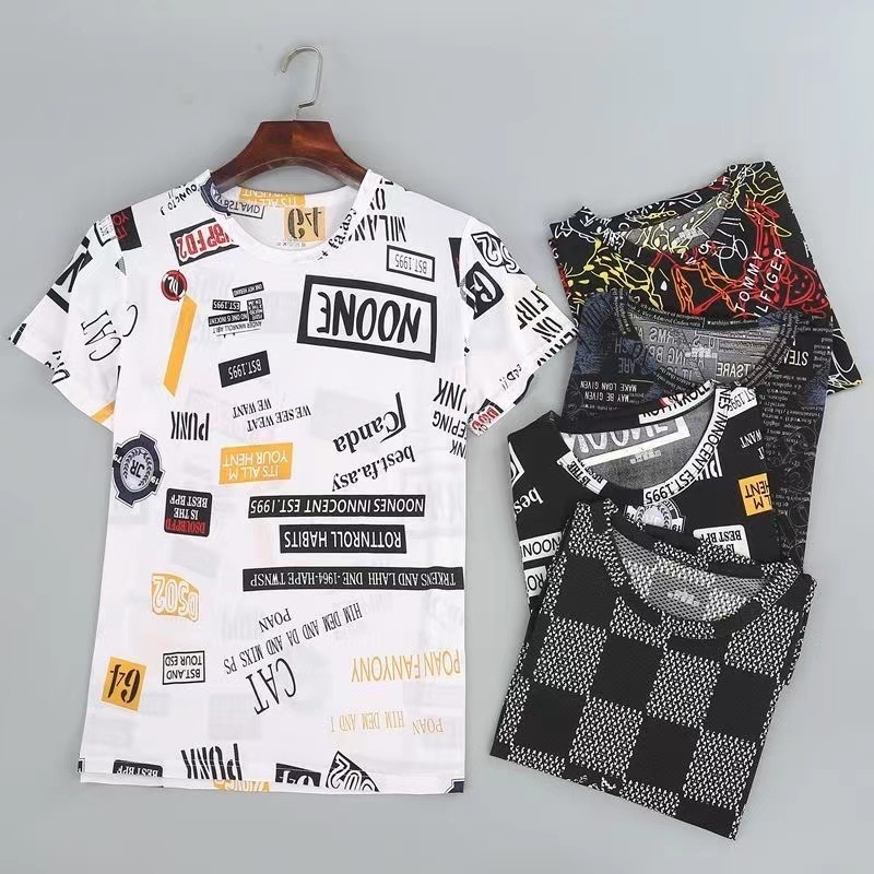 Prilagođeni ice silk muški kratki T-shirt, ljeto, opušten kroj, okrugli izrez, moderan visoko-kvalitetni stil