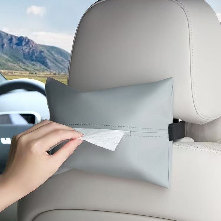 Kožna viseća kutija za maramice za auto, organizator maramica s remenom