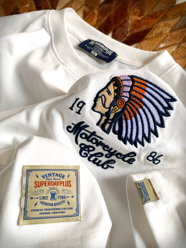 Muška pamučna majica s vezom, široki kroj, američki retro stil, ljetni top