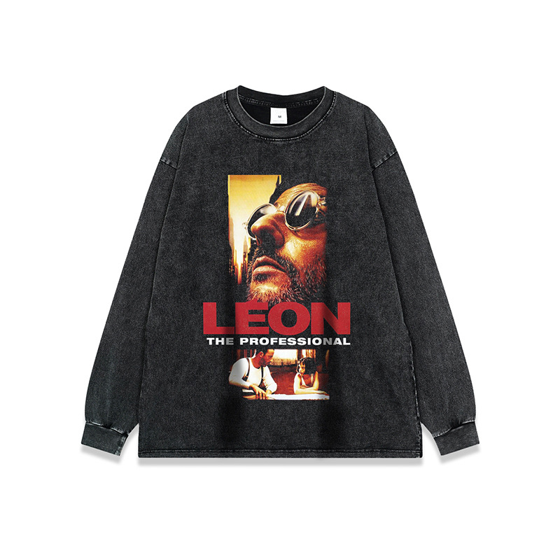 Muško pamučno T-shirt s tiskom klasičnog nostalgičnog filma, 260 g težine, istrošeni efekt, kratke rukave, ulični hip-hop stil