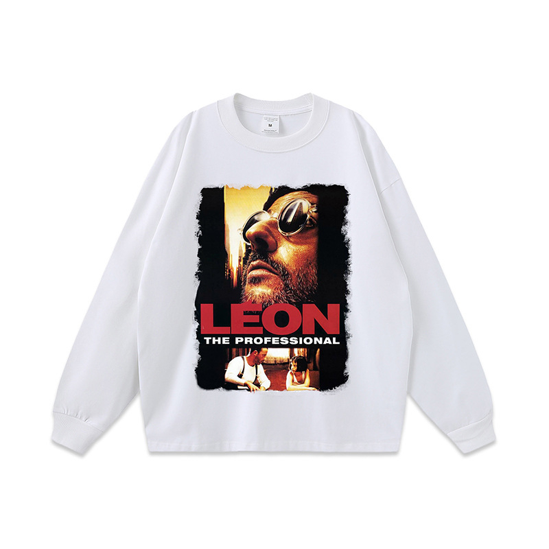 Muško pamučno T-shirt s tiskom klasičnog nostalgičnog filma, 260 g težine, istrošeni efekt, kratke rukave, ulični hip-hop stil