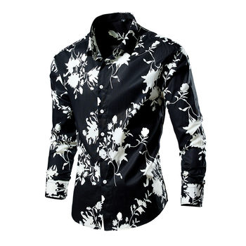 Muška košulja s dugim rukavima, floralnim uzorkom, proljeće-jesen, casual slim fit, velika veličina