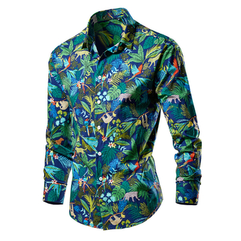 Muška košulja s dugim rukavima, floralnim uzorkom, proljeće-jesen, casual slim fit, velika veličina