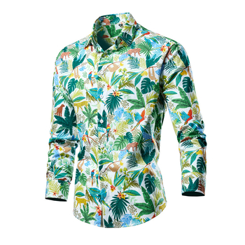 Muška košulja s dugim rukavima, floralnim uzorkom, proljeće-jesen, casual slim fit, velika veličina