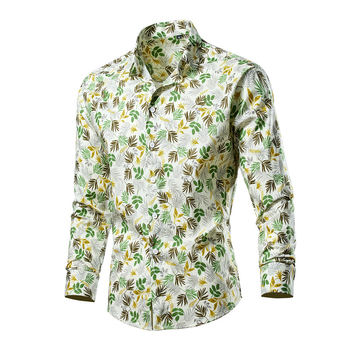 Muška košulja s dugim rukavima, floralnim uzorkom, proljeće-jesen, casual slim fit, velika veličina