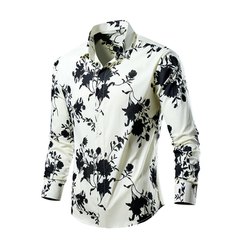 Muška košulja s dugim rukavima, floralnim uzorkom, proljeće-jesen, casual slim fit, velika veličina