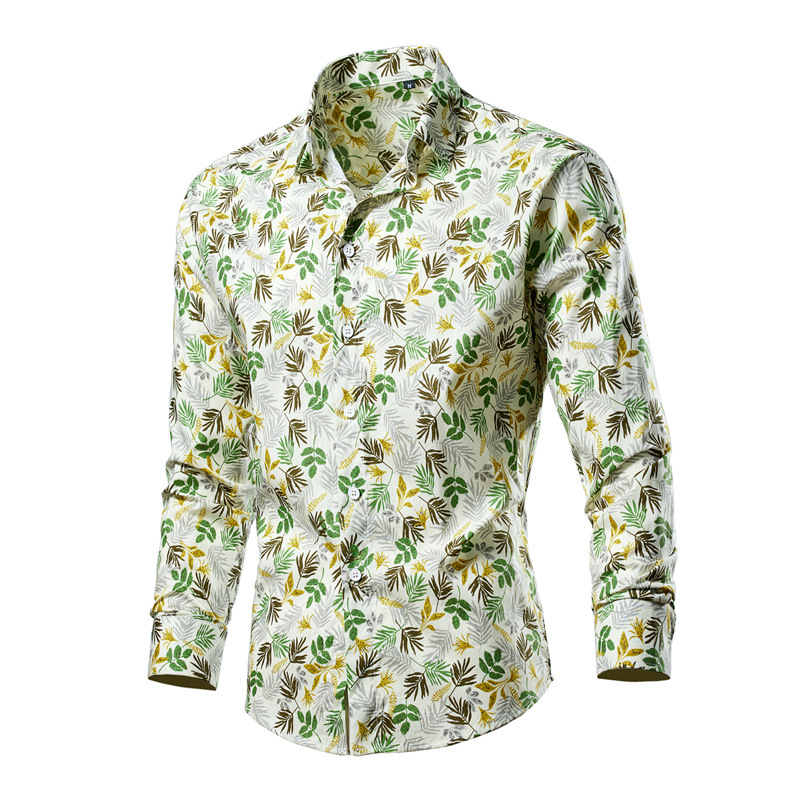 Muška košulja s dugim rukavima, floralnim uzorkom, proljeće-jesen, casual slim fit, velika veličina