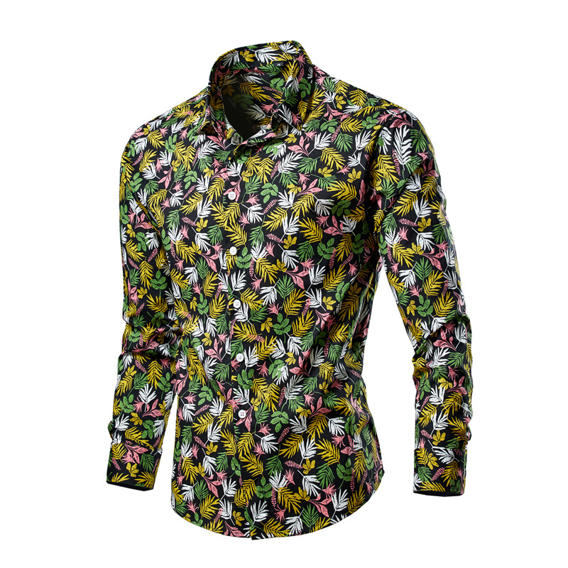 Muška košulja s dugim rukavima, floralnim uzorkom, proljeće-jesen, casual slim fit, velika veličina