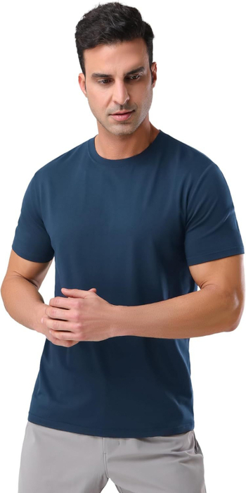Ανδρικό βαμβακερό T‑shirt, εξαιρετικά απαλό μονόχρωμο, εκτύπωση με γράμματα, μακρύ μανίκι, χαλαρή γραμμή, Κορεάτικο στυλ
