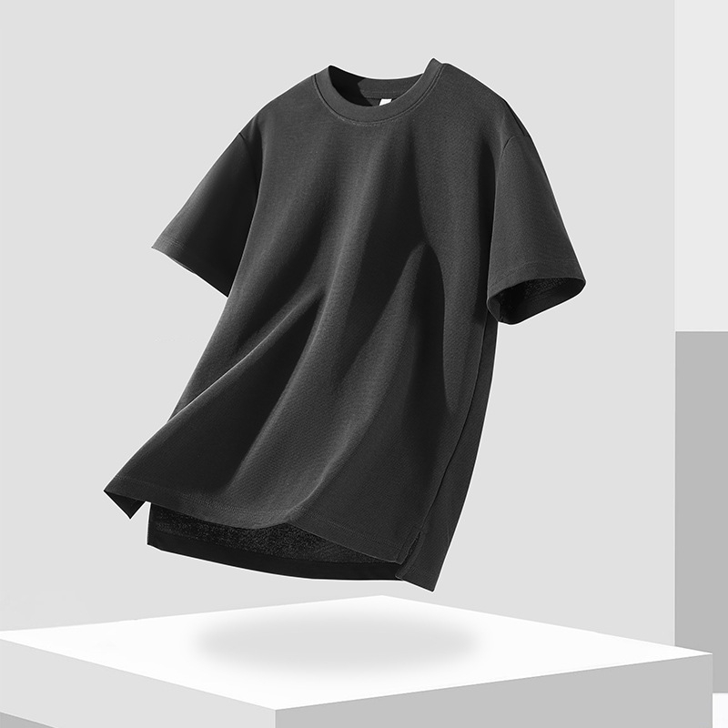 7A antibakterijski lagani luksuzni muški T-shirt s kratkim rukavima, jednobojni dizajn, bočni prorez na donjem rubu, ljeto 2026