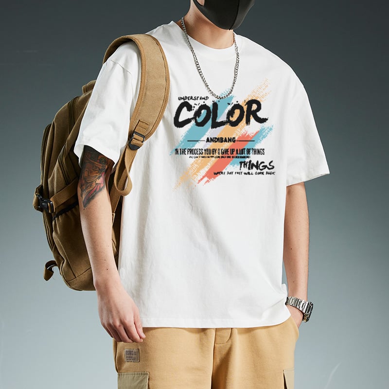 Ανδρικό κοντομάνικο T-shirt από 100% βαμβάκι, στρογγυλός λαιμός, άνετη γραμμή, καλοκαίρι 2025